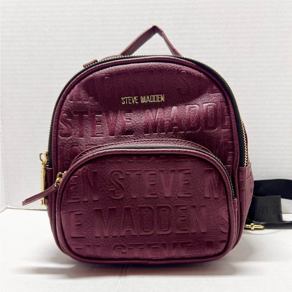 Steve Madden Maroon Embossed Backpack